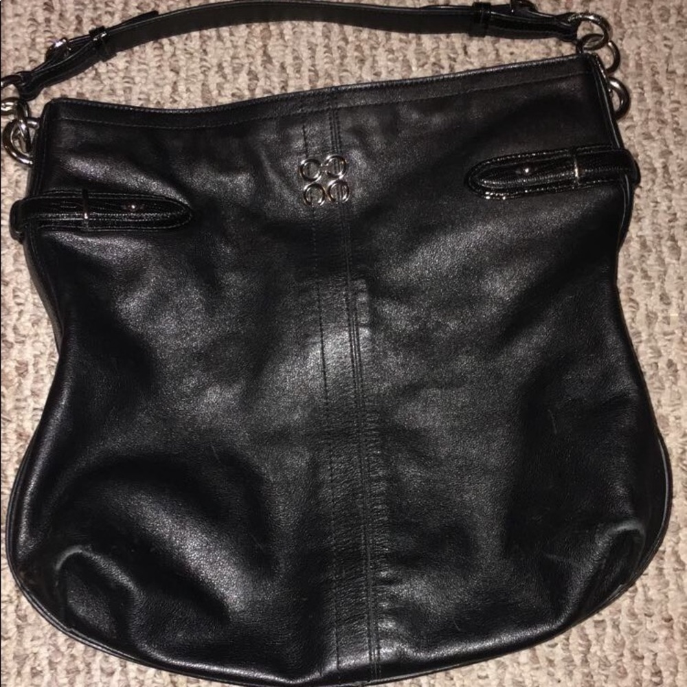 SOLD: Black Leather Coach Purse and Key Tag
